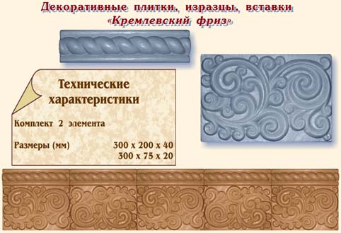 Декоративные плитки, изразцы, вставки "Кремлевский фриз"